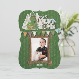 Cosy Woodland Holiday Card Green Ornamental