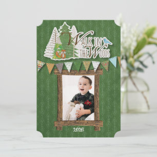 Cosy Woodland Holiday Card Green Ornamental