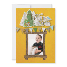 Cosy Woodland Holiday Card Yellow Ornamental
