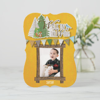 Cosy Woodland Holiday Card Yellow Ornamental