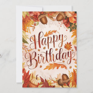 Cosy Woodland Wish Autumn Fall Happy Birthday Card