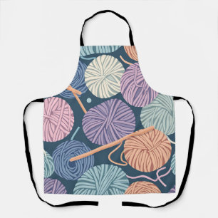 Cosy Yarn Balls and Knitting Needles Seamless Apron