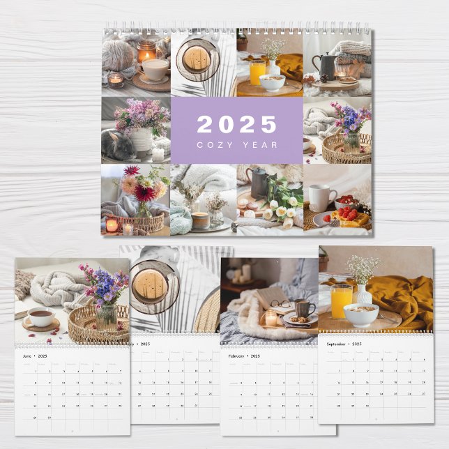 Cosy Year Photo Collage Modern 2025 Calendar (Creator Uploaded)