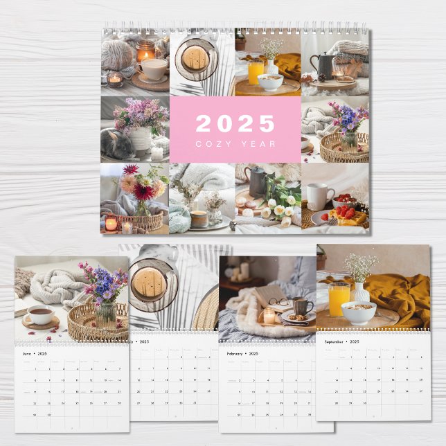 Cosy Year Photo Collage Modern 2025 Calendar (Creator Uploaded)