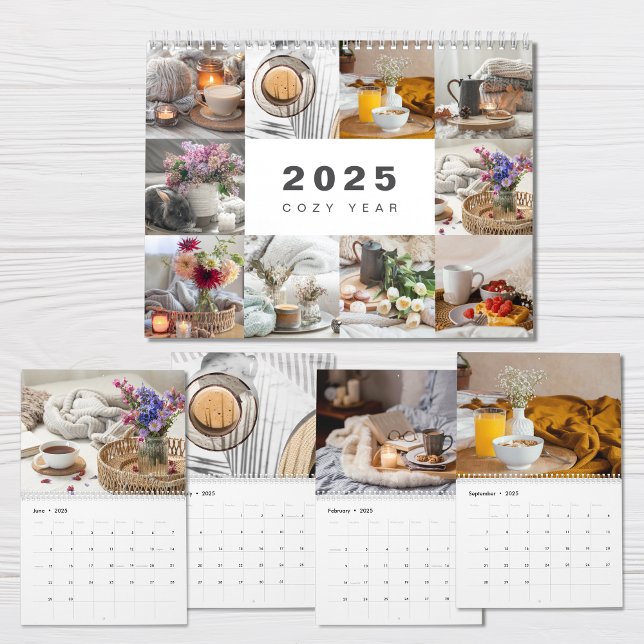 Cosy Year Photo Collage Modern 2025 Calendar (Creator Uploaded)