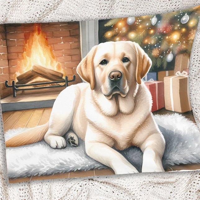 Cosy Yellow Labrador Retriever Dog Christmas Fleece Blanket (Creator Uploaded)