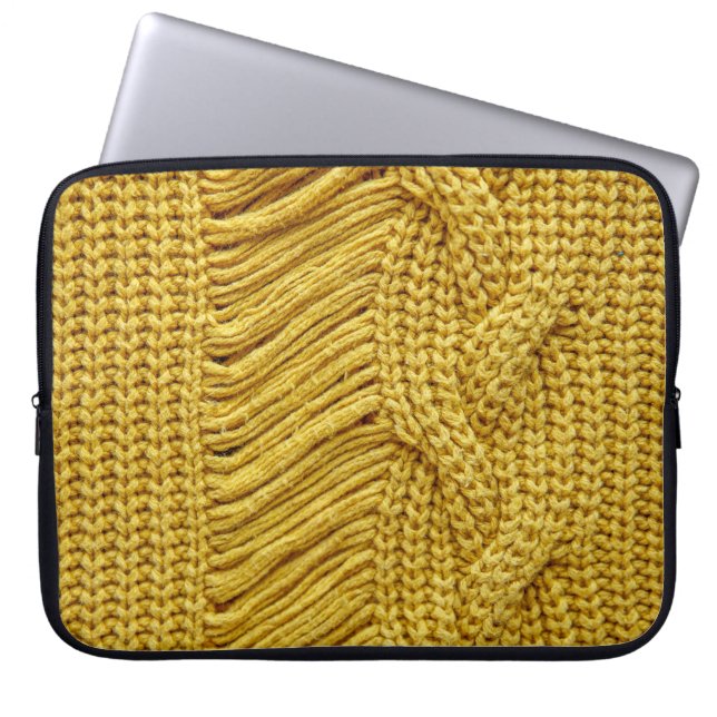 Cosy Yellow Sweater: Textured Background Laptop Sleeve (Front)
