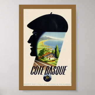 Côte Basque France Vintage Travel Poster