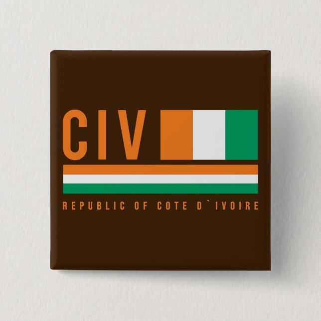 Cote d`Ivoire ISO Code Design 15 Cm Square Badge (Front)