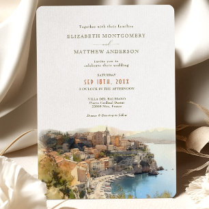 Cote d'Azur French Coastal Destination Wedding Inv Invitation