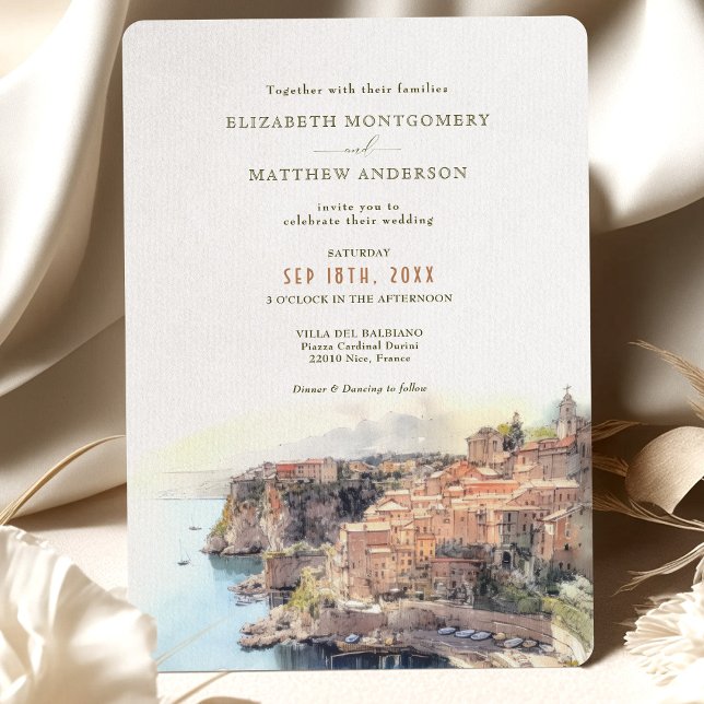 Cote d'Azur French Coastal Destination Wedding Invitation (Creator Uploaded)