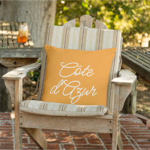 Côte d'Azur orange modern elegant script design Cushion