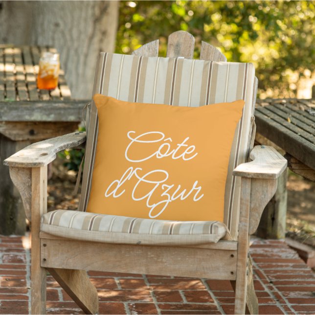 Côte d'Azur orange modern elegant script design Cushion (Chair)