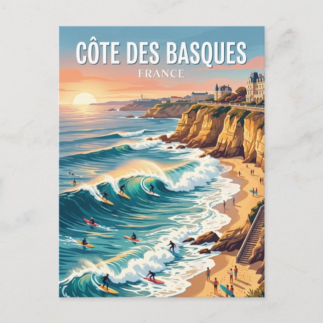 Côte des Basques Beach France Postcard (Front)