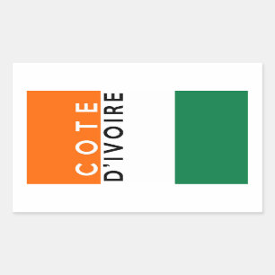cote d'ivoire country flag symbol name text rectangular sticker