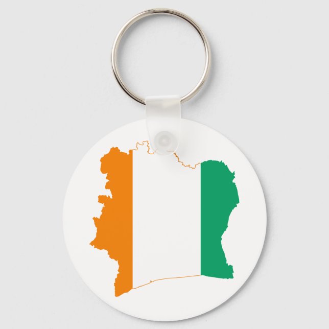 Cote d'Ivoire Flag map CI Key Ring (Front)