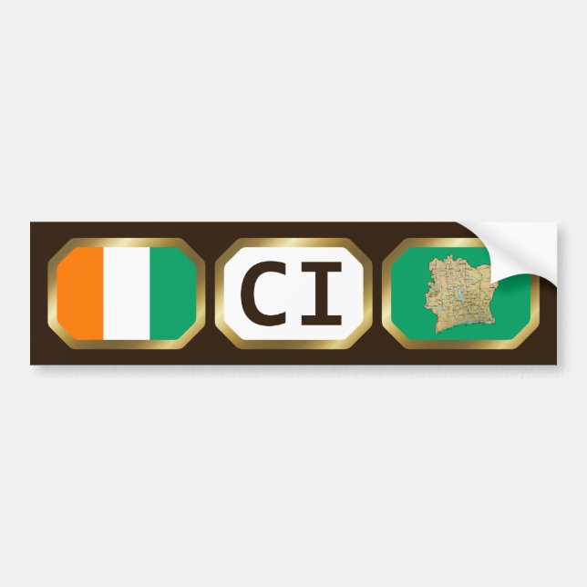 Cote d'Ivoire Flag Map Code Bumper Sticker (Front)