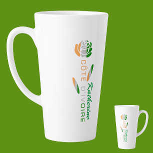 Côte D'Ivoire Flag Rose Personalised Large Latte Mug