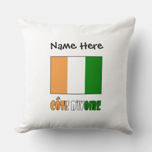Côte d'Ivoire Ivory Coast Flag Black Personalise Cushion