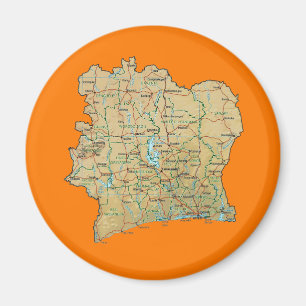 Cote d'Ivoire Map Magnet