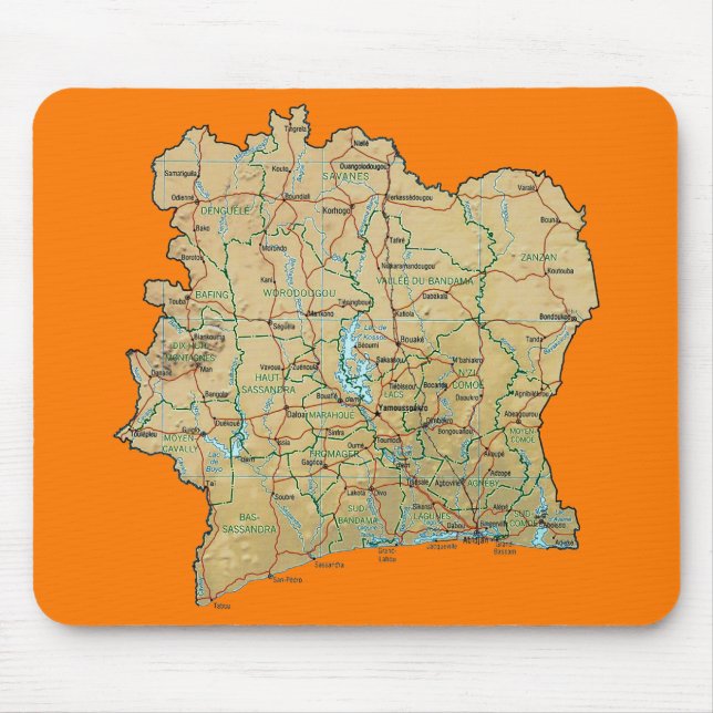 Cote d'Ivoire Map Mousepad (Front)
