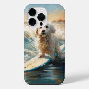 Coton De Tulear Beach Surfing Painting iPhone 14 Pro Max Case