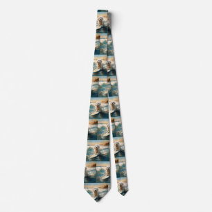 Coton De Tulear Beach Surfing Painting Tie