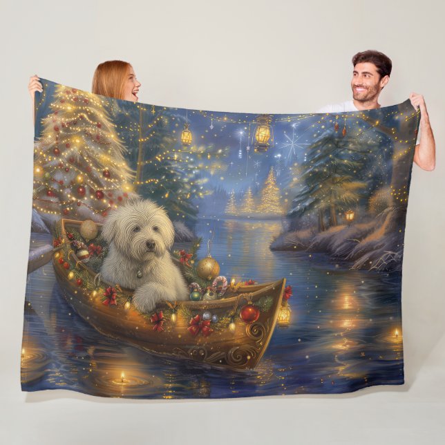 Coton De Tulear Christmas Festive Voyage  Fleece Blanket (In Situ)