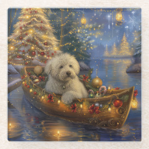 Coton De Tulear Christmas Festive Voyage  Glass Coaster