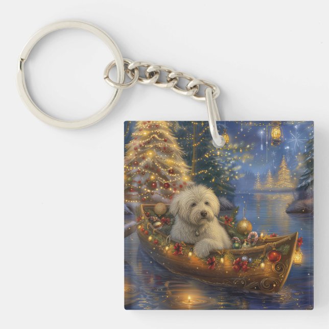 Coton De Tulear Christmas Festive Voyage  Key Ring (Front)