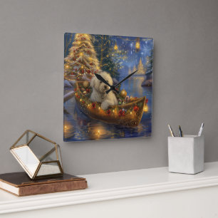 Coton De Tulear Christmas Festive Voyage Square Wall Clock