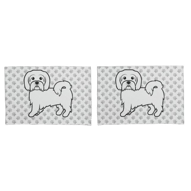 Coton De Tulear Cute Cartoon Dog Illustration Pillowcase (Front-Set)