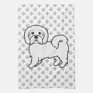 Coton de Tulear Cute Cartoon Dog Illustration Tea Towel
