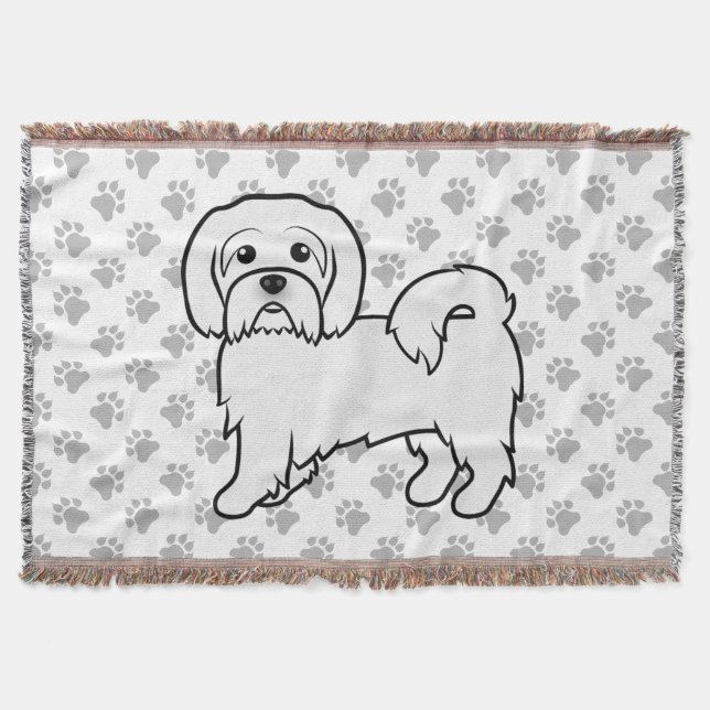 Coton de Tulear Cute Cartoon Dog Illustration Throw Blanket (Front)