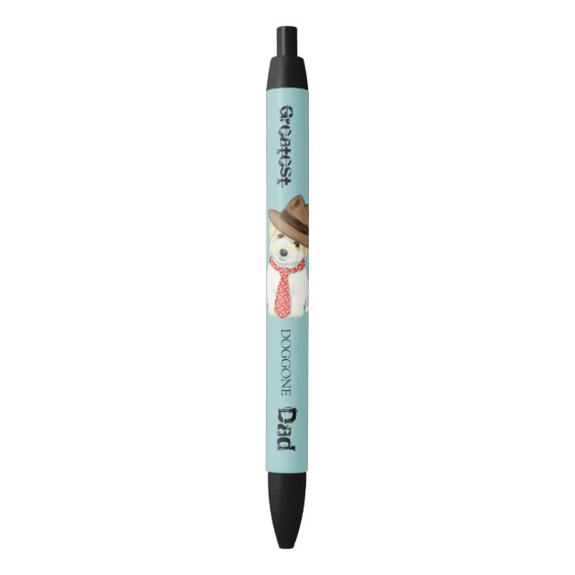 Coton de Tulear Dad Black Ink Pen (Front Vertical)