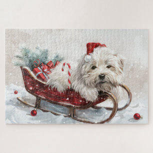 Coton De Tulear Dog Christmas Festive Jigsaw Puzzle