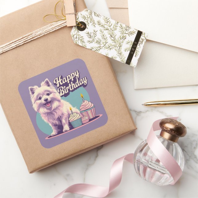 Coton De Tulear Dog Colourful  Square Sticker (Gifting)