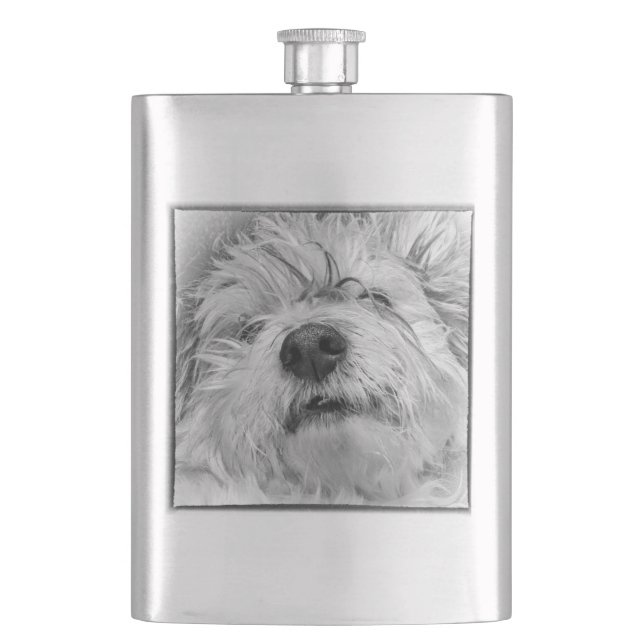 Coton de Tulear dog Hip Flask (Front)