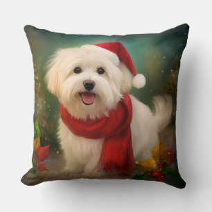 Coton De Tulear Dog in Snow Christmas Cushion