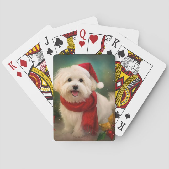 Coton De Tulear Dog in Snow Christmas Playing Cards (Back)