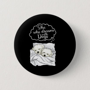 Coton De Tulear Dog Nightgown Pajama  6 Cm Round Badge