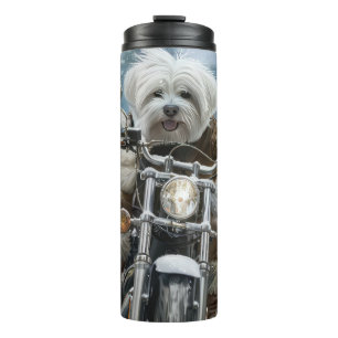 Coton De Tulear Dog Riding Motorcycle Christmas  Thermal Tumbler