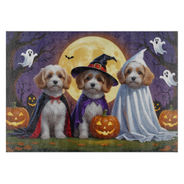 Coton De Tulear Dogs Pumpkin Halloween Funny  Cutting Board (Front)