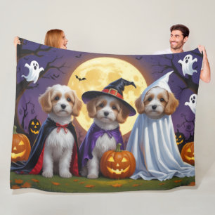 Coton De Tulear Dogs Pumpkin Halloween Funny  Fleece Blanket