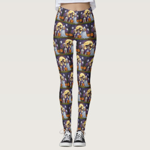 Coton De Tulear Dogs Pumpkin Halloween Funny  Leggings