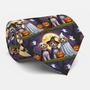 Coton De Tulear Dogs Pumpkin Halloween Funny  Tie