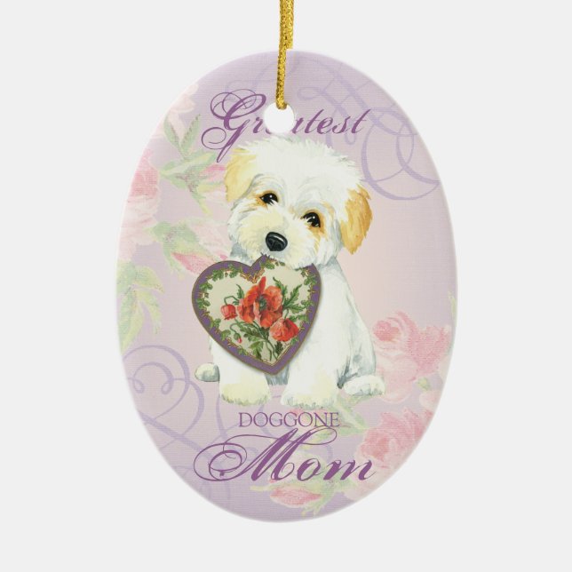 Coton de Tulear Heart Mum Ceramic Tree Decoration (Front)