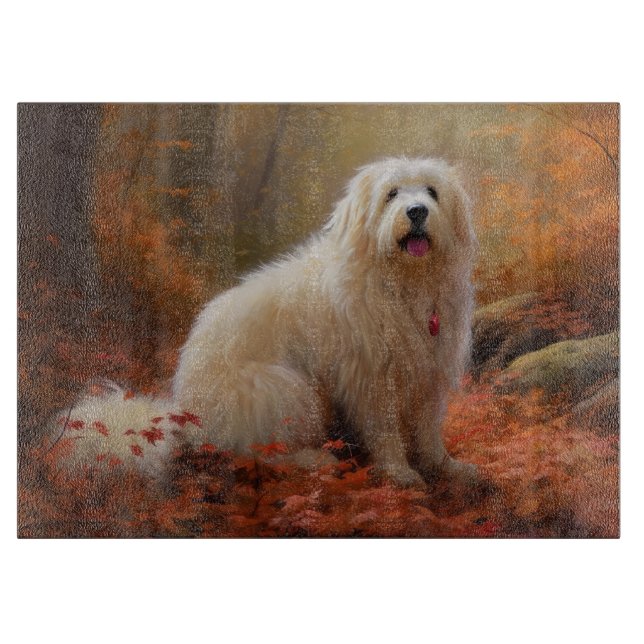 Coton De Tulear in Autumn Leaves Fall Inspire  Cutting Board (Front)