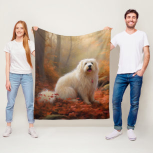 Coton De Tulear in Autumn Leaves Fall Inspire Fleece Blanket