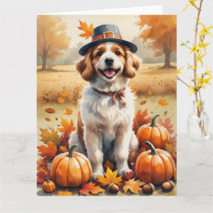 Coton De Tulear In Autumn Leaves Thanksgiving Art Card